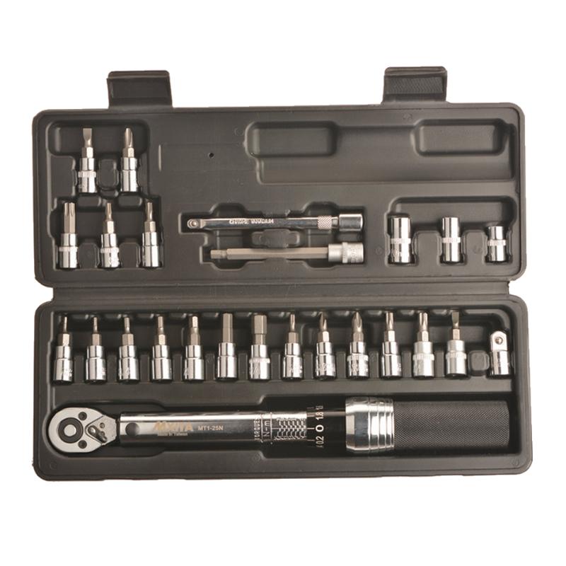

Mxita accuracy 3% 1/4"DR 1-25Nm 25PCS torque wrench Bicycle bike tools kit set tool bike repair spanner hand tool set