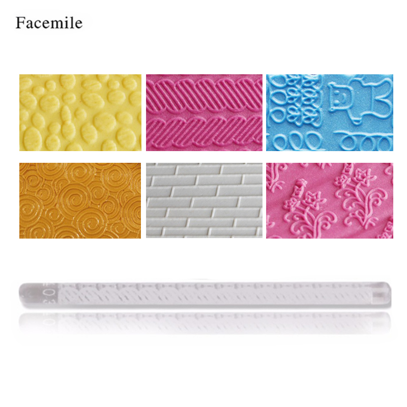 

Facemile Texture Embossing Acrylic Rolling Pins Fondant Cake Decorating Tools Baking Pastry Decoration for DIY