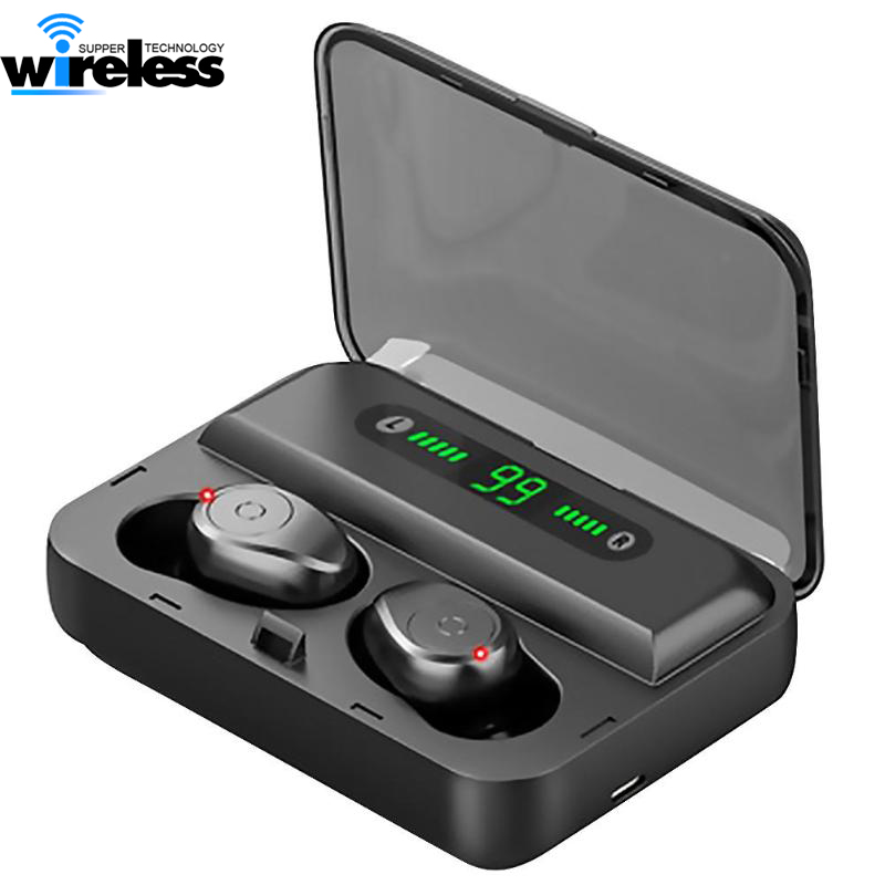 

F9 5 TWS Wireless Bluetooth 5.0 Earphones Invisible Earbuds Stereo watch LED Noise Cancelling gaming Headset, Mixed color