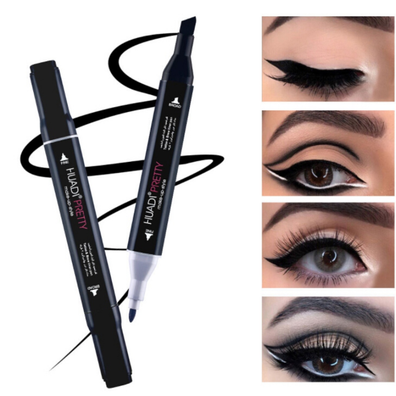 

Professional Natural 2 in 1 Waterproof Long lasting Black Brown Eyebrow Eyeliner Liquid Eyebrow Pen Pencil Makeup Cosmetic Tools, 3pcs eyebrow stencil