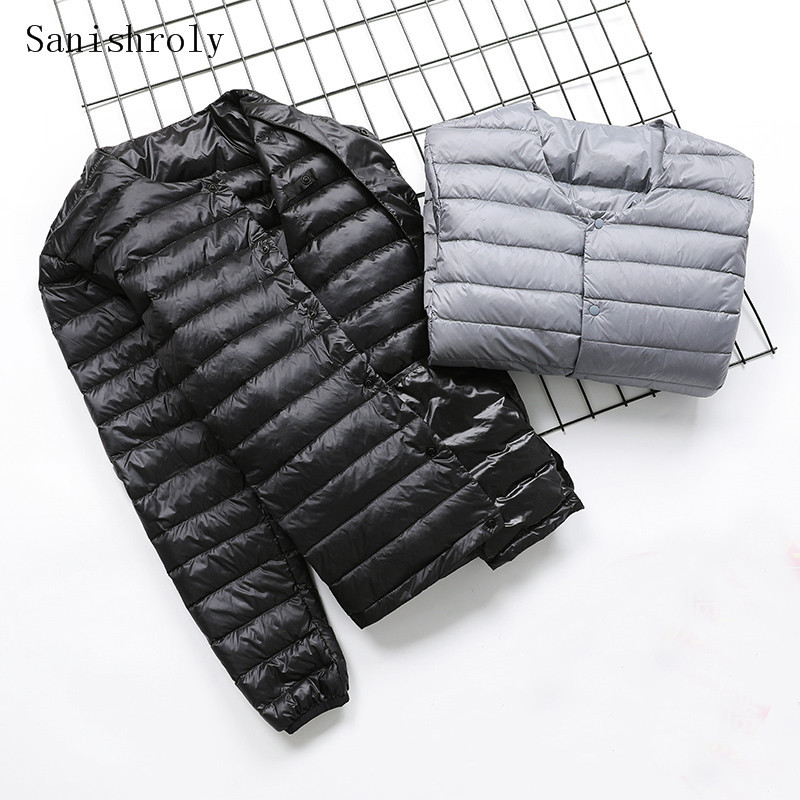 

Sanishroly Two Wears Autumn Winter Men' Ultra Light White Duck Down Jacket Parka Male Thin Down Coat Short Outwear Tops SE866, Black