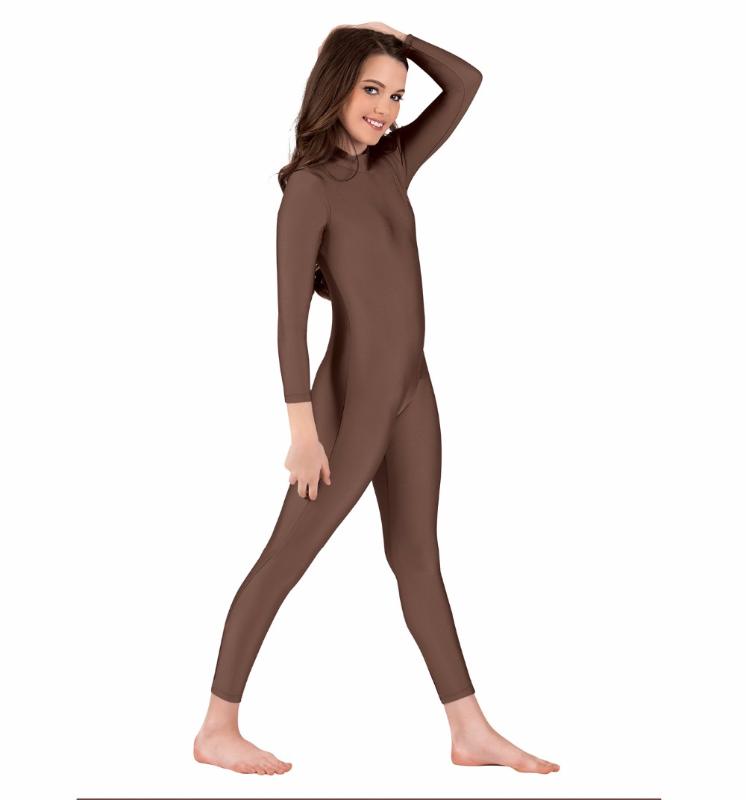 

ICOSTUMES Kids High Neck Gymnastics Unitards Nylon Black Long Sleeve Full Body Dancewear Unitard For Girls And Boys