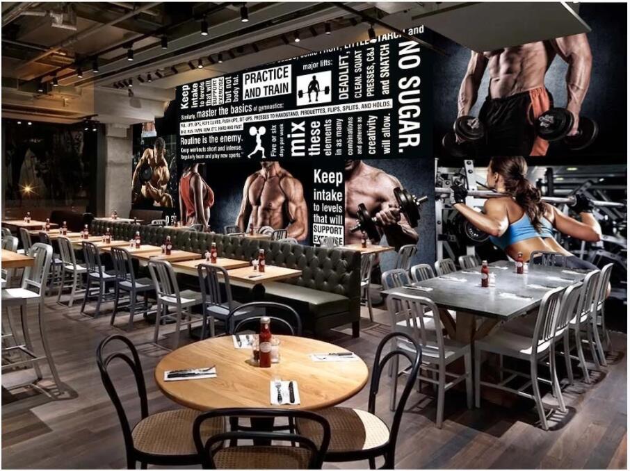 

custom photo mural 3d wallpaper HD fitness muscle fitness master gym bar TV background wall home decor living room wallpaper for walls 3 d, Non-woven wallpaper