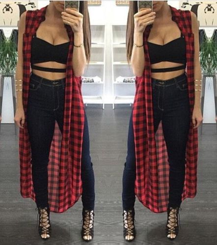 

2017 New Women Sexy Sleeveless Split Loose Long Maxi Cardigan Party Evening Tops Blouse, Red