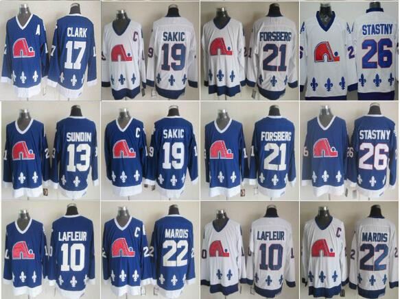 

Quebec Nordiques Vintage Winter Classic 10 Guy Lafleur Mats Sundin 19 Joe Sakic 21 Peter Forsberg Peter Stastny 17 Clark CCM Hockey Jerseys, As
