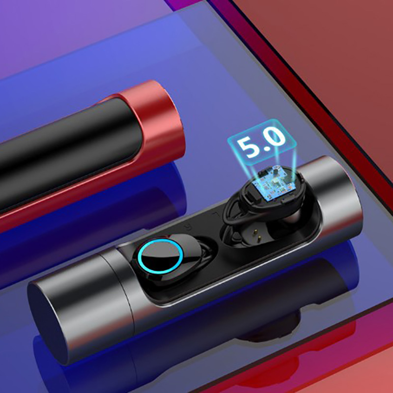 

Binaural smart Bluetooth 5.0 earphones bass stereo denoise headsets aviation aluminum alloy charging box HD call Siri voice touch control