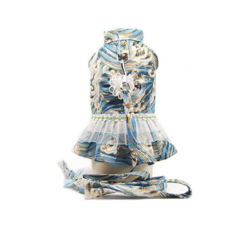 

2020 Newest Japanese Style Couple Wear Pet Dog Dress and Vest Summer Harness and Leash Set for Small Dogs Training Walking 10E