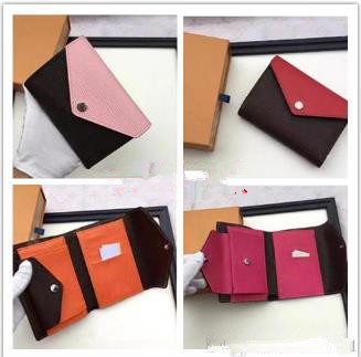 

top quality women man with box luxury rmulticolor short designer wallet Card holder classic pocket Victorine, Red
