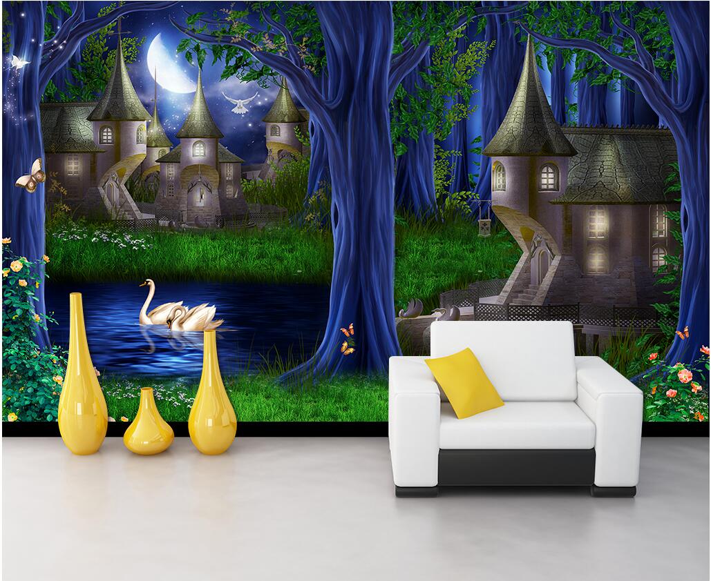

WDBH 3d wallpaper custom photo Forest castle fairy tale kingdom castle tv background room home decor 3d wall murals wallpaper for walls 3 d, Non-woven