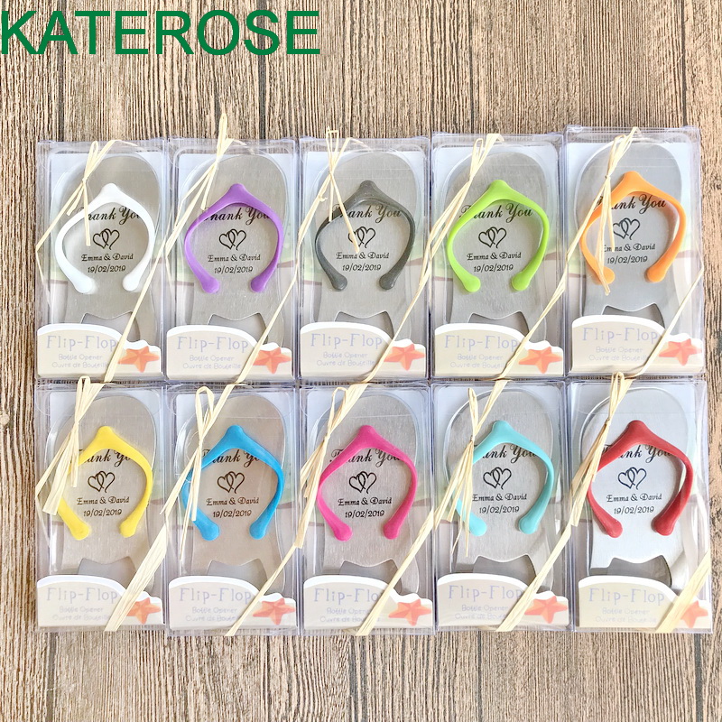 

100PCS Personalized Flip Flop Bottle Opener Favors Customized Wedding Present Custom Printing Bottle Openers in Gift Box