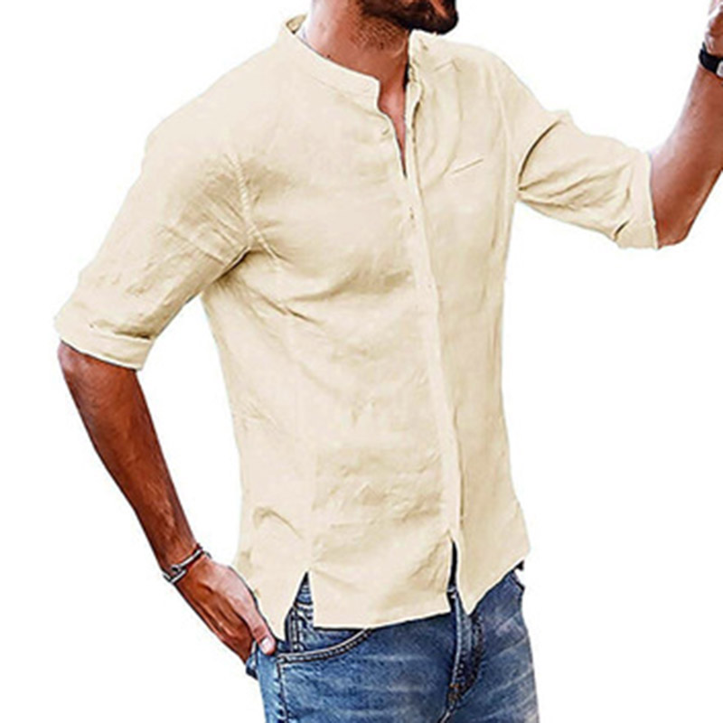 

Men's Casual Loose Tops Long Sleeve Shirt Single-breasted Blouse Plus Size Casual High-quality Men's Comfortable Shirt, Black