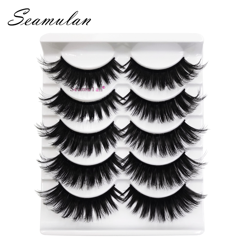 

Hot 5pairs 100% Real Mink Eyelashes 3D Natural False Eyelashes Mink Lashes Soft Eyelash Extension Makeup Kit Cilios extension