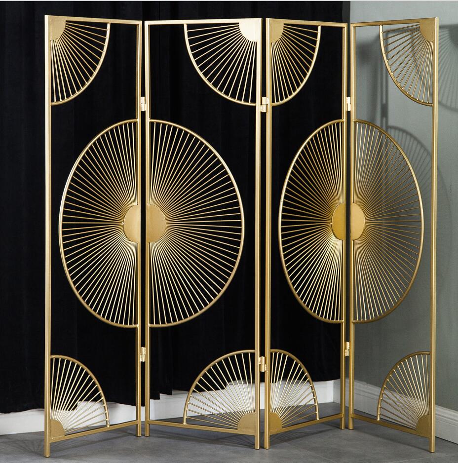 Metal Divide lumière luxe moderne diviseurs de pièce néoclassique plancher pliant écran mobile partition ventilateur secret style national travai