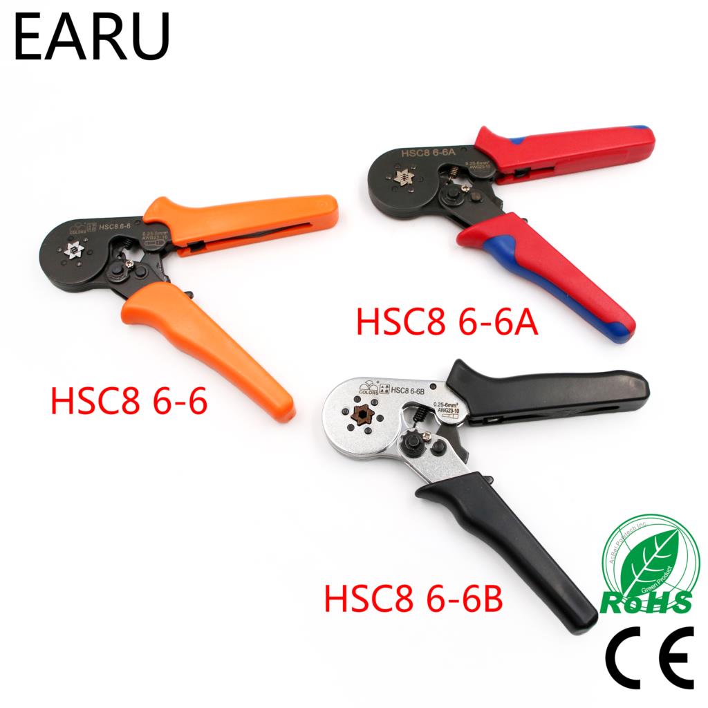 

HSC8 6-6 0.25-6mm 23-10AWG Adjustable Hexagon Tube Bootlace VE Terminal Connectors Crimping Pliers Crimp Hand Tools Ferramentas
