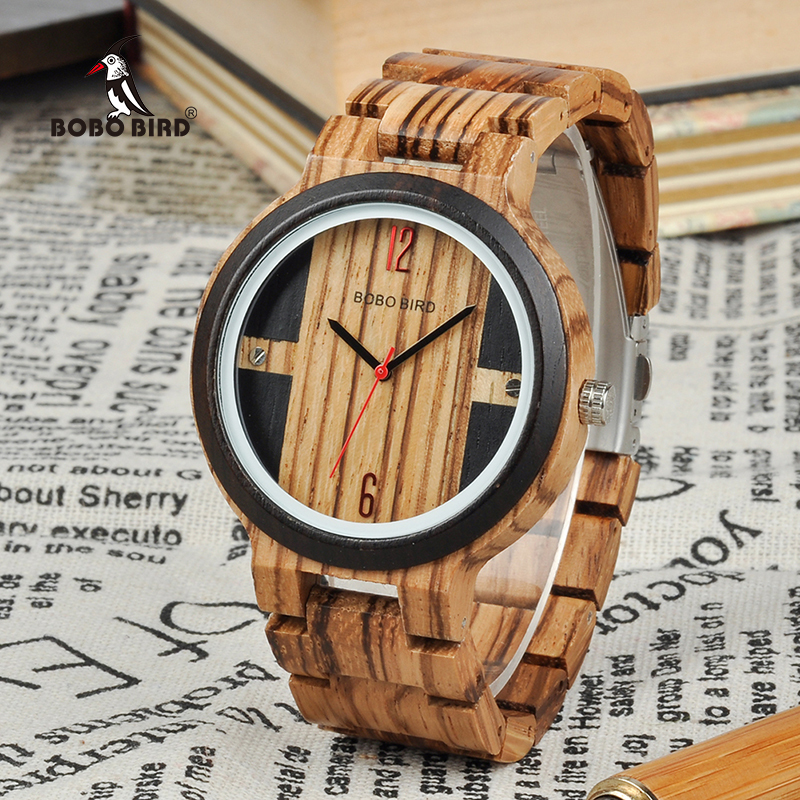 

BOBO BIRD Wood Watch Men Relogio Masculino Luxury Design Quartz Wristwatches in Wooden Gift Box DROP SHIPPING W*Q19 LY191213, Zebra wood watch