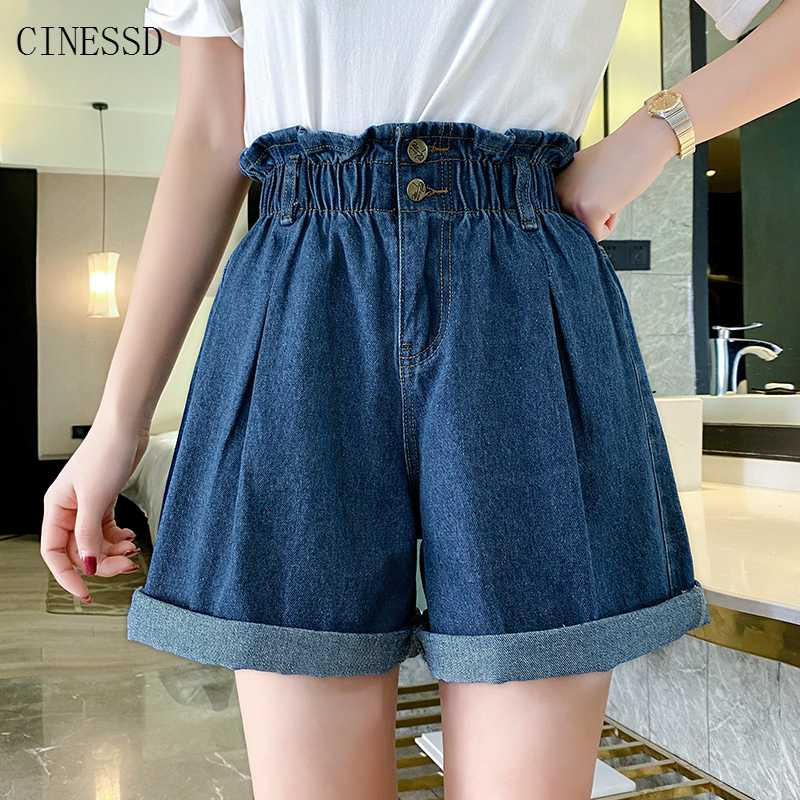 

High Waisted Shorts Women Plus Size 4XL 5XL Denim Shorts Summer Womens Jean Korean Casual Bud Crimping Jeans Short 2020, Blue