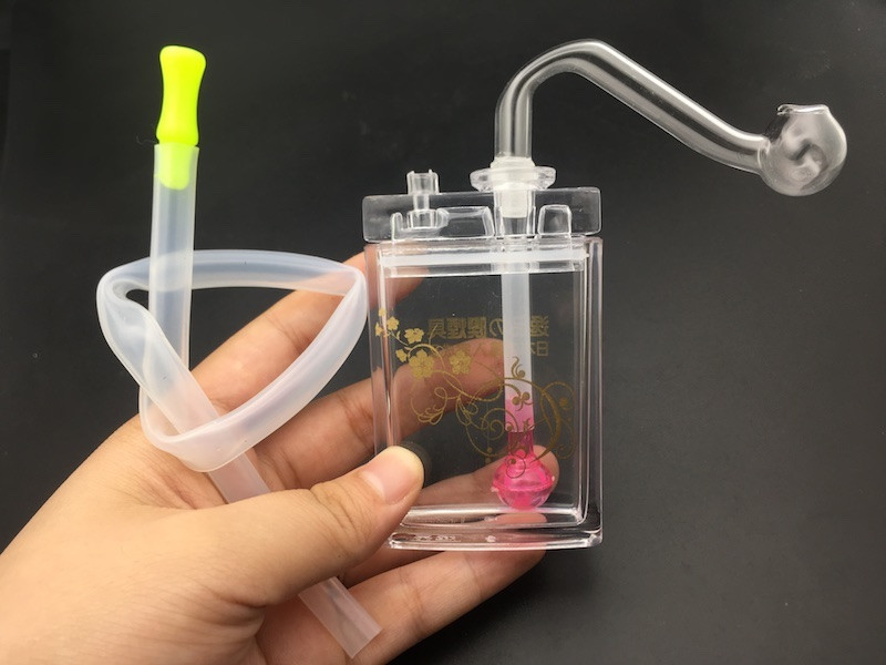 

high quality Plastic Oil Burner Bong Water Pipes with 10mm Male Thick Pyrex Glass Oil Burner Pipe Silicone Tube for Smoking