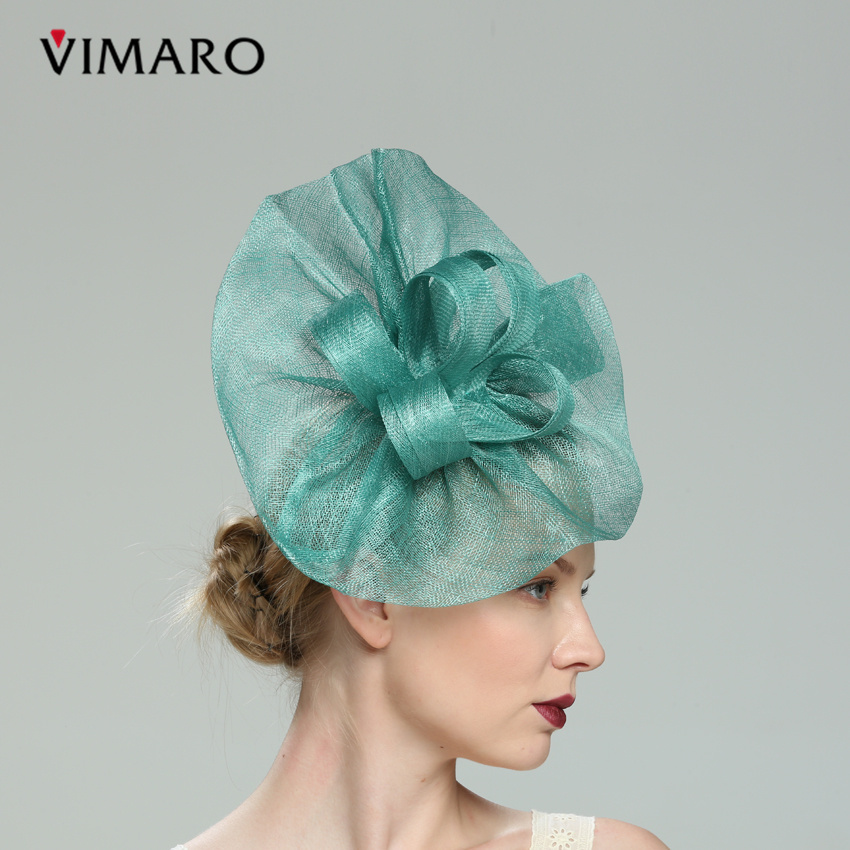 2020 Wholesale Teal Hair Fascinators Hats For Women Elegant