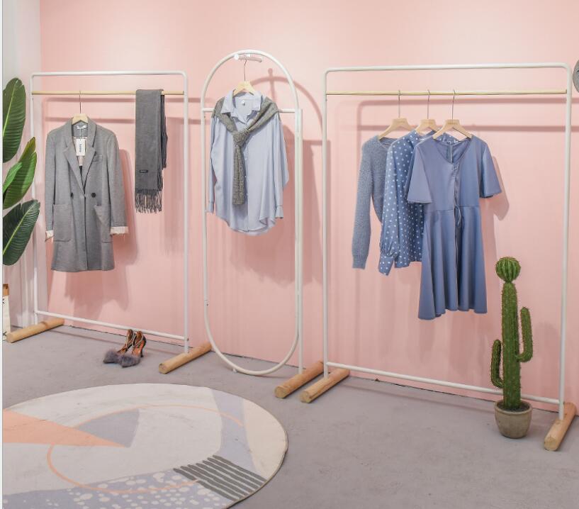 White floor clothes rack Bedroom Furniture clothing store display racks combination women's clot shop shelf children's show Island hang-image-506166868