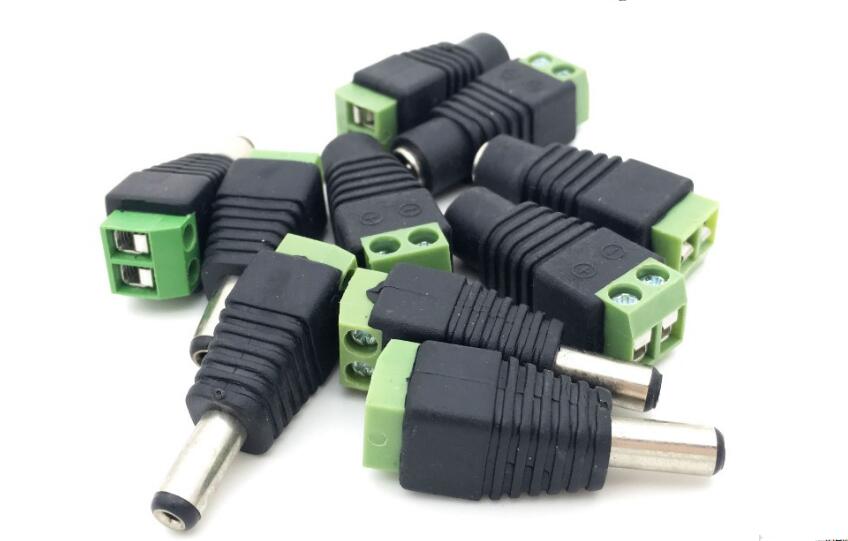 

AV Screw DC Terminal Plug Connector CCTV Video AV Balun 2.1 x 5.5 5.5*2.1mm DC Power Female male free shipping high quality 2019 wholesale