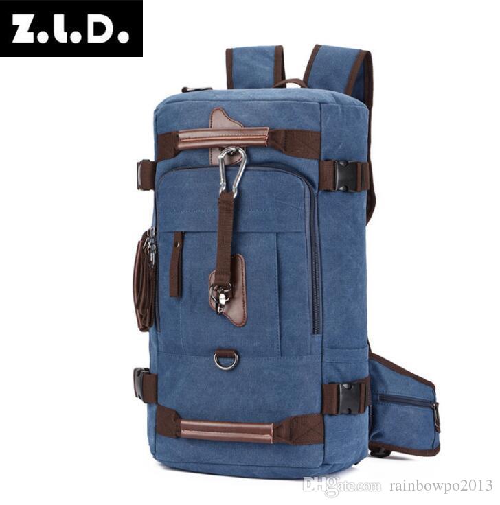 

Factory wholesale men bag multi-functional Leisure Canvas Backpack outdoor traveles climbing handbag large capacity multifunctional travels bags, Blue