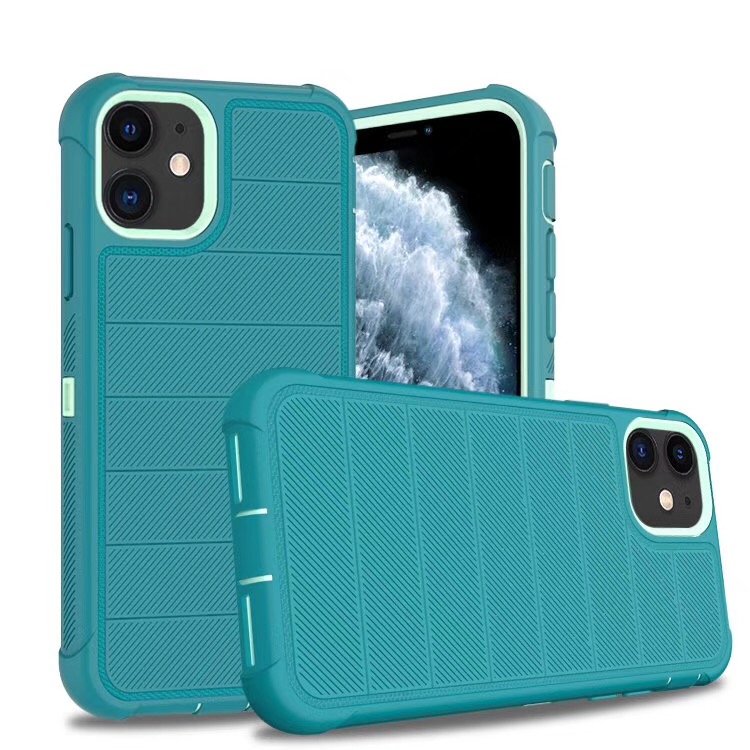 

3 Layer Rugged Case for APPLE iPhone 11/11 PRO/11 MAX/iphone12/12 PRO MAX 3in1 TPU TPE PC Cases Front Plastic Shockproof Cover, Black