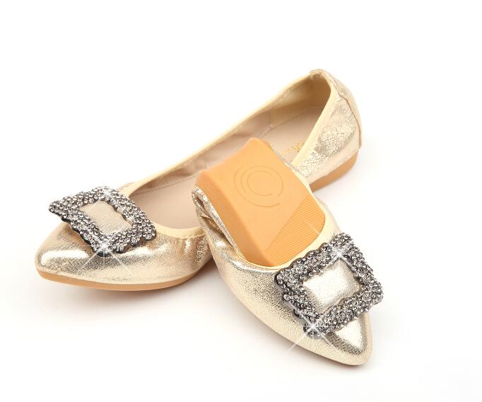 Womens Rhinestone Shallow Dance Shoes Trendy Glitter Pointed Toe Flat Soft Foldable Single Shoes Comfy Slip On Dress Shoes