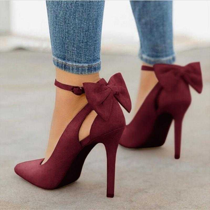 

New women high heels stiletto pumps bow sexy party woman red bridal wedding shoes, Blue