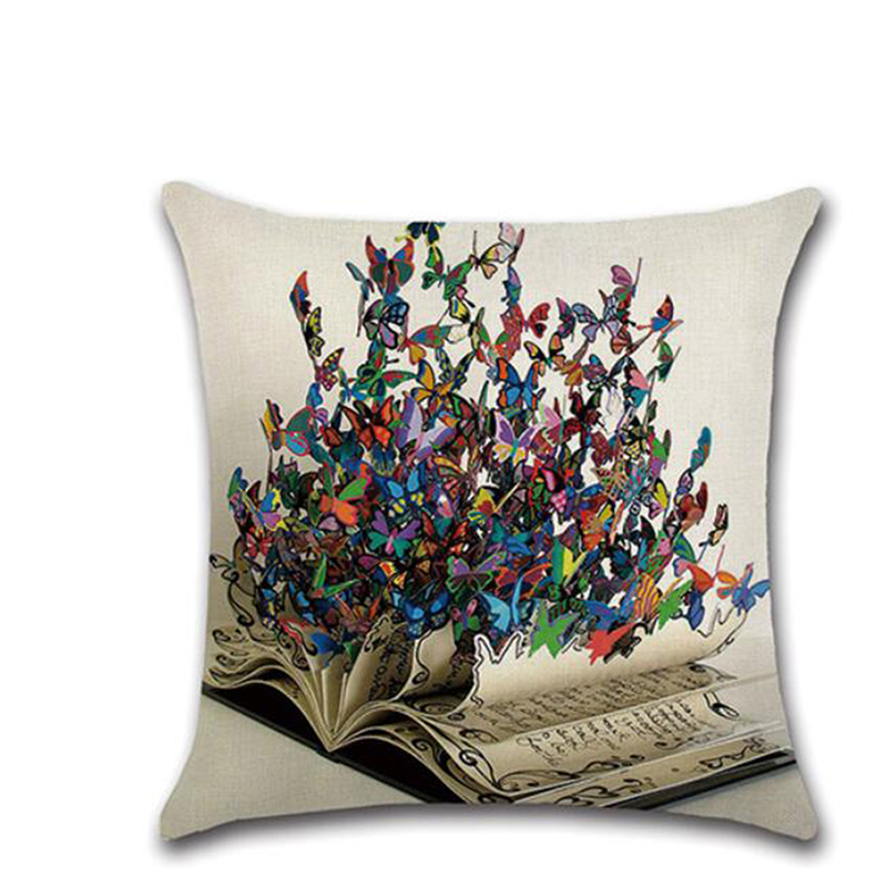 

Sofa Decorative Cushion Cover vintage butterfly Pillow Pillowcase Polyester 45*45 Throw Pillow Home Decor Pillowcover, Style 1