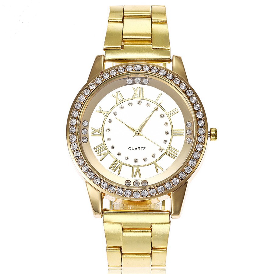 

Luxury Rhinestone Gold Rome Watches Women Fashion Alloy Steel Wristwatches Personality Casual Female Quartz Watch Relogio Feminino, Mix color