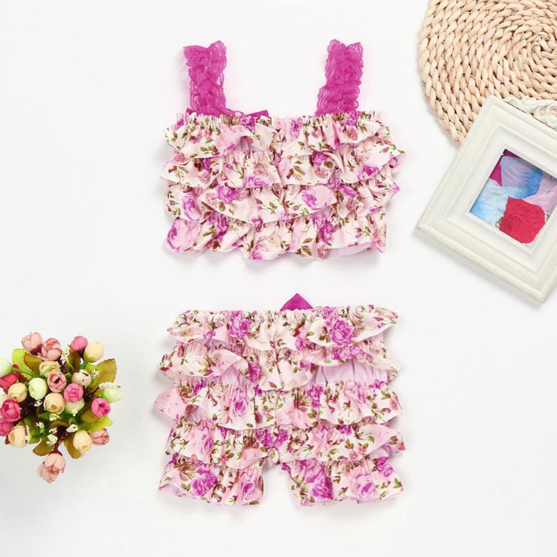 

Toddler Baby Girls Clothes Set Rose Flower Floral Print Bowknot Camisole Outfit Set Suit, Hot pink