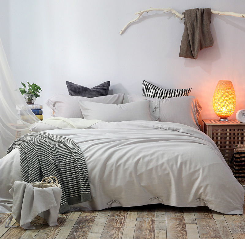 

Weaver House fashion bedding set Lyocell cotton / pure color 4PCS, White