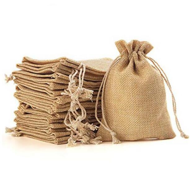 

Wholesale 10*14cm original 8 Color Mini Pouch Jute Bag Linen Hemp Jewelry Gift Pouch drawstring Bags For Wedding favors bead gift bags A0202