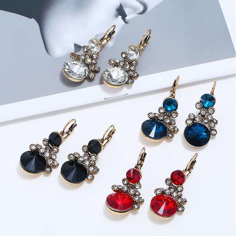 

Wholesale-dangle earrings for women western fashion diamonds chandelier earring girl new year jewelry gift 4 colors red black white blue