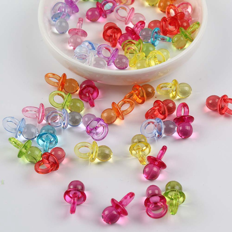 

50pcs Mini Acrylic Beads Charms Baby Pacifiers Shower Favors Small Pacifier Party Game Decorations