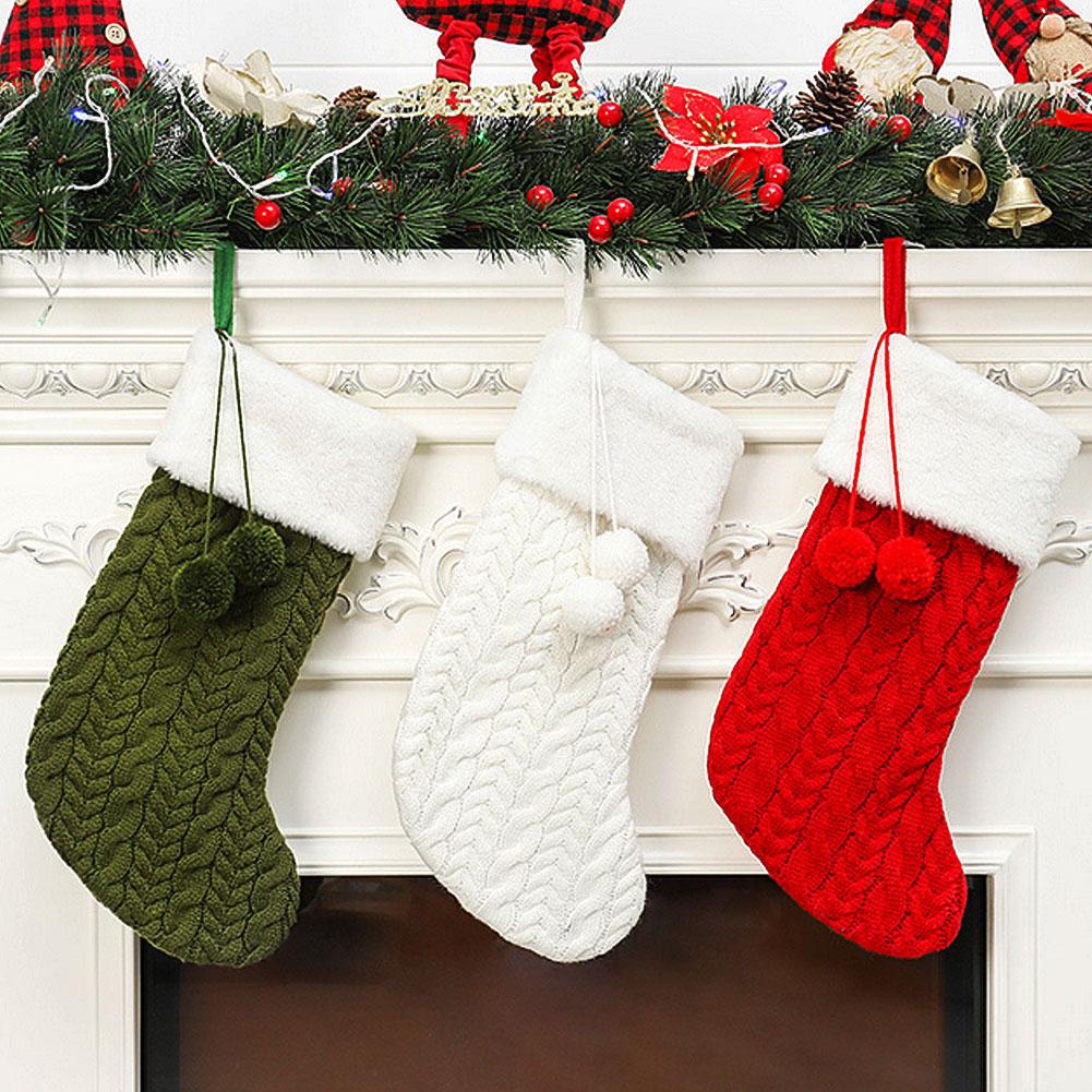

1Pcs Christmas Stocking Sock Candy Gift Storage Bag Xmas Tree Hanging Ornament Decor Home Decoration Supplies Gift Bag