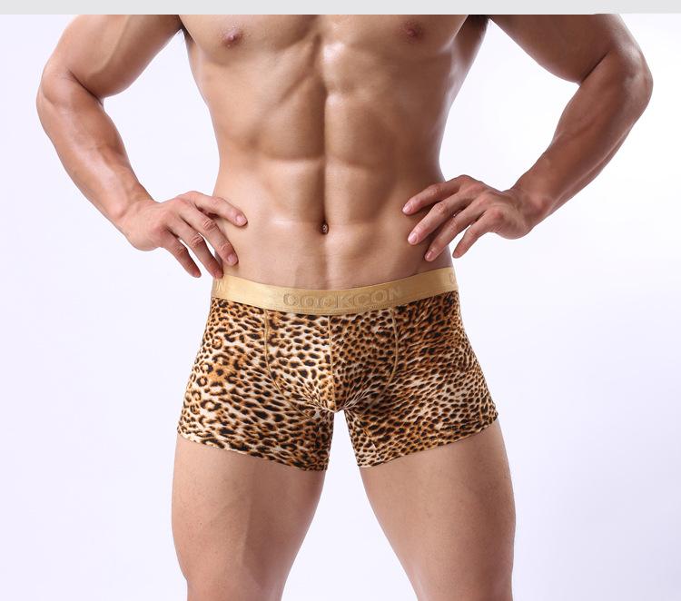 

2019 Men's Boxers Phnom Penh Leopard Convex Underwear Sexy Leopard Male Boxer Free Shipping Underwear Men Boxer, As picture