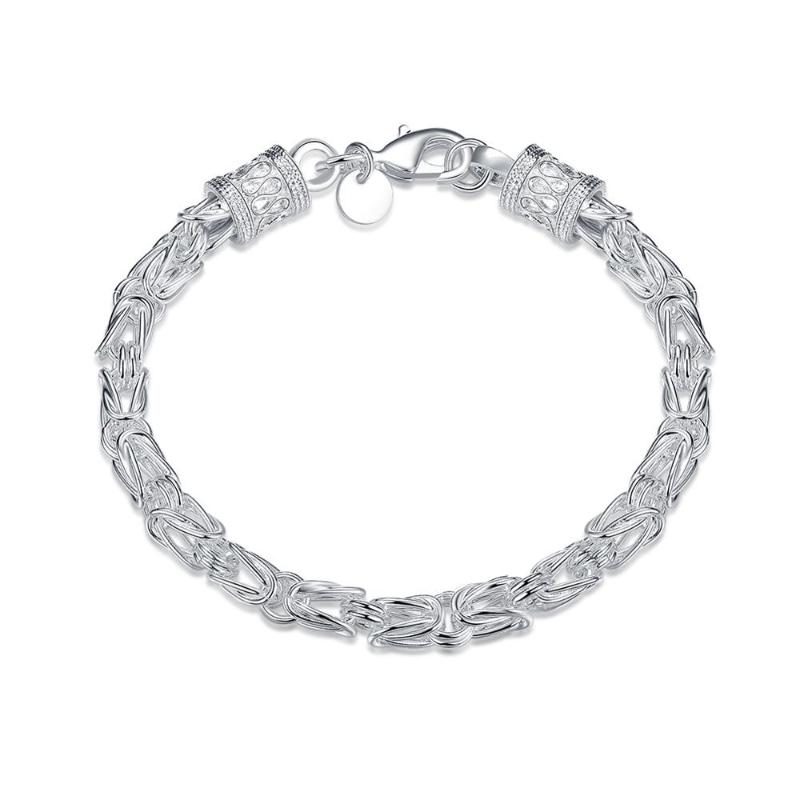 

925 Sterling Silver Bracelets For Women Faucet Buckle Round 20cm High Quality Bracelet Jewelry For Women Gift