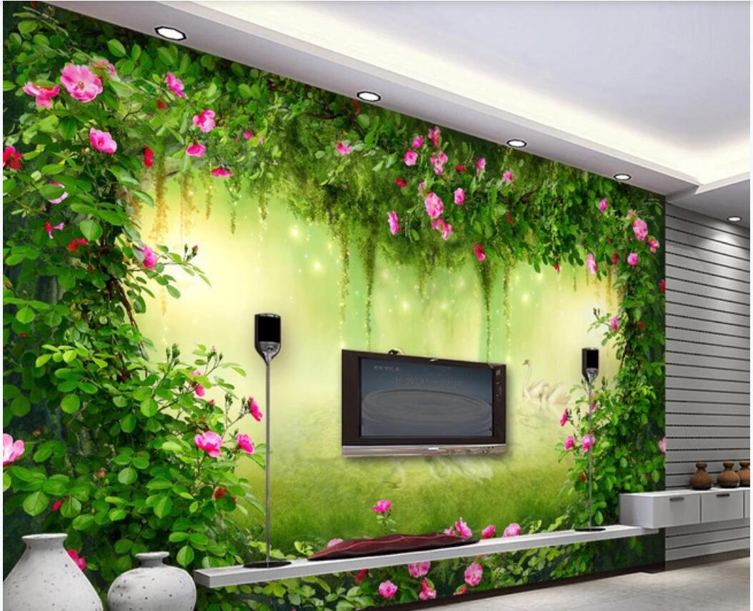 

3d wallpaper custom photo mural Fairy tale fantasy forest rose flower TV sofa background wall wallpaper for walls 3 d, Non-woven