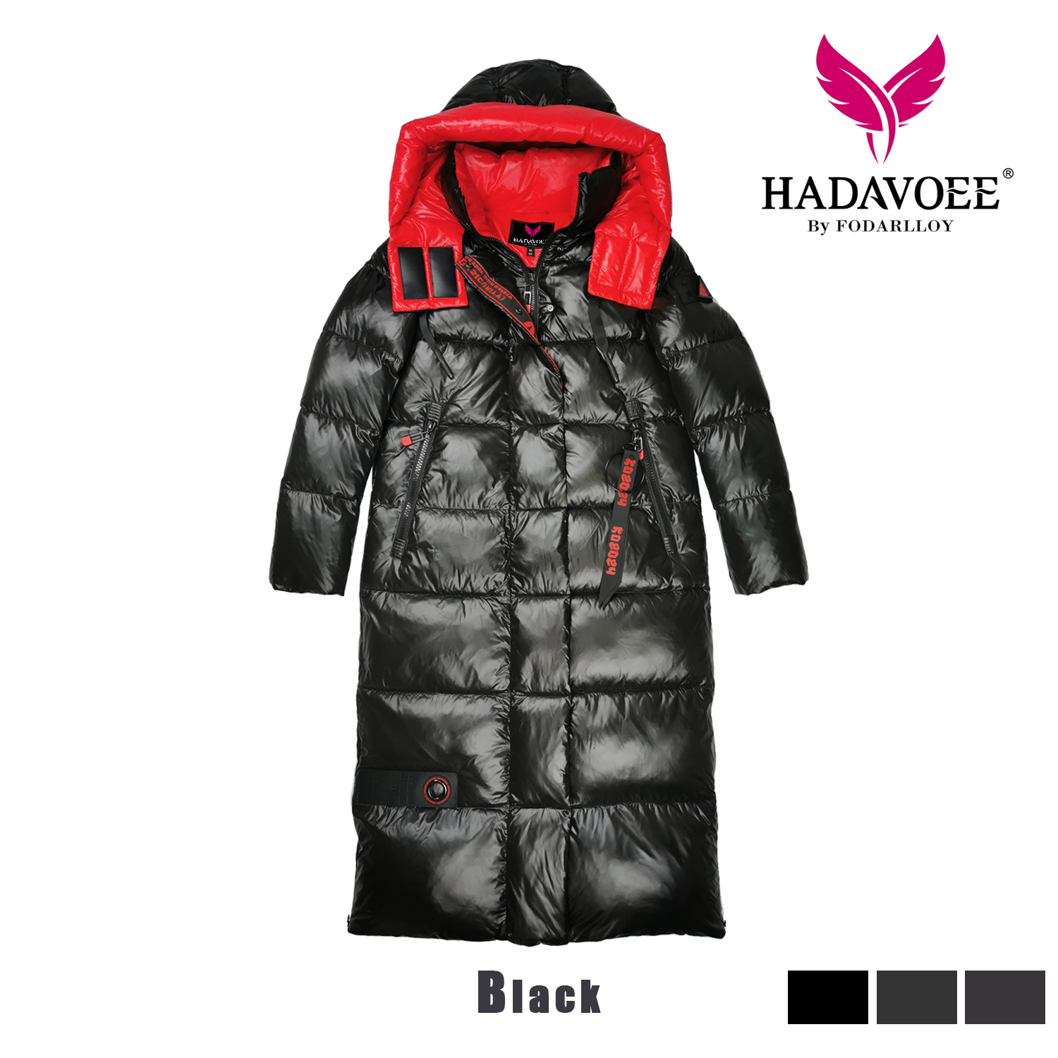 

HADAVOE2019 Hot Coat Jacket Winter Women's Hooded Warm Parkas Hight Quality Female New Winter Collection Fashionable warm coat V191209, Dark gray