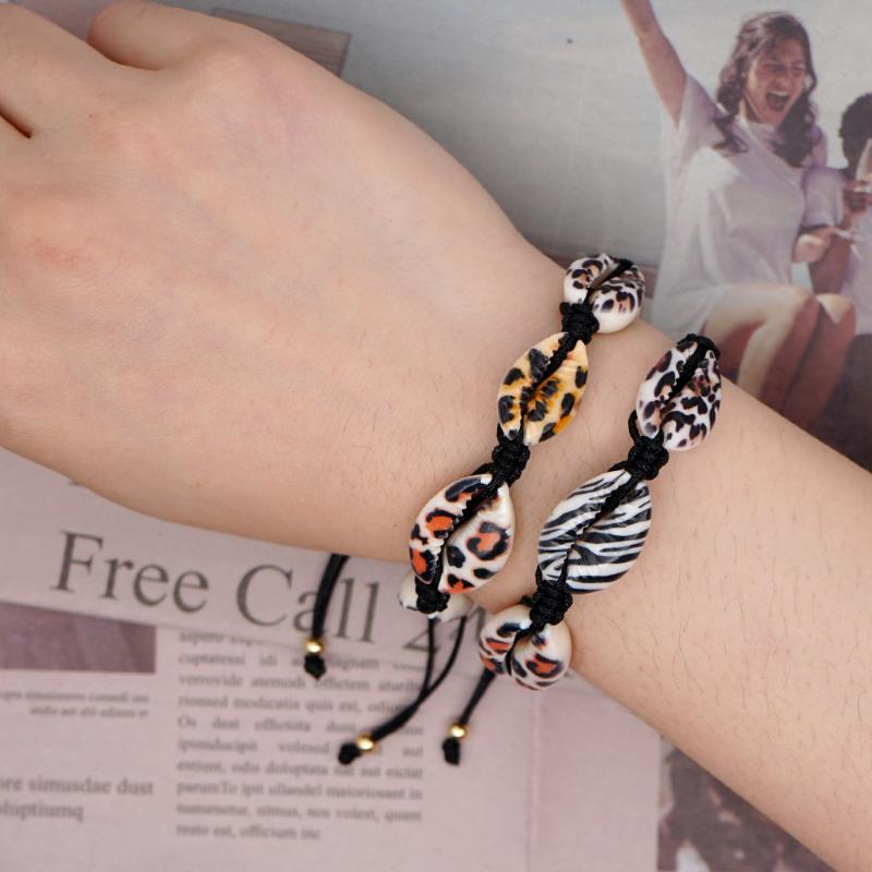 

Charm Bracelets Boho Shell Bracelet For Women Black White Leopard Print Friendship Handmade Bohemia Beach Jewelry Girls Drop