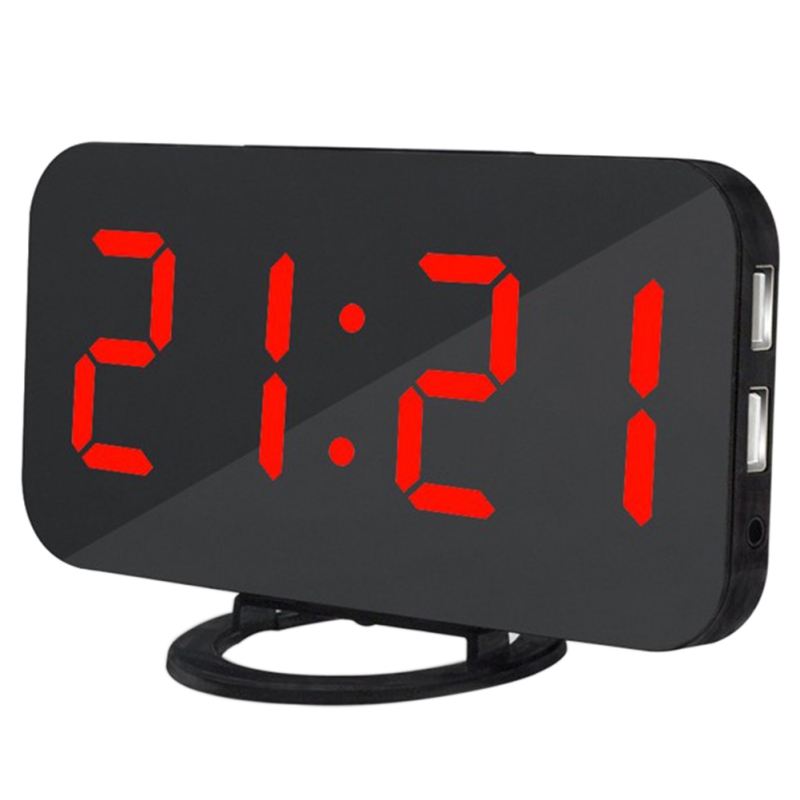 

LED Mirror Alarm Clock Dual-USB Output For Mobile Phone Charging Home Decoration Alarm Clocks