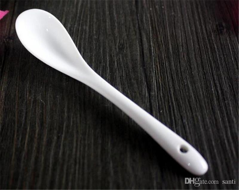 Bianco puro cucchiaio di porcellana Bone China grandi cucchiai posate zuppa Bianco puro cucchiaio di porcellana Bone China grandi cucchiai posate zuppa