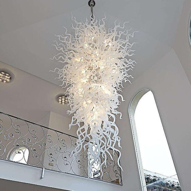 

European LED Chandeliers Pendant Lamps Design White Color Home Decoration Fancy Lighting Blown Glass Art Chandelier Lightings
