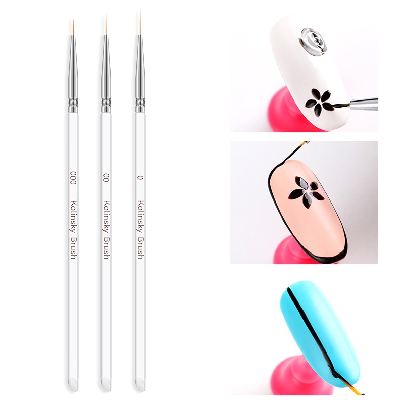 

3PCS Per Pack Nail Art Liner Painting Brush 7mm 9mm 11mm Nails Drawing Dotting pen UV Gel Acrylic tool