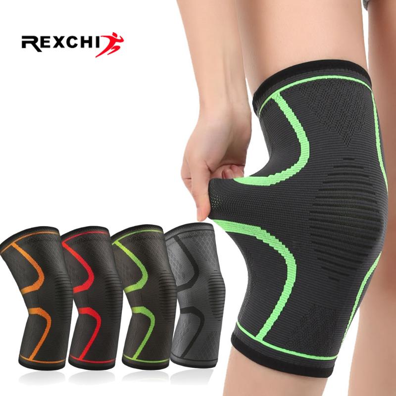 

REXCHI 1 PC Elastic Knee Pads Nylon Sports Fitness Kneepad Protective Gear Patella Brace Support Running Basketball Volleyball, 1 piece green