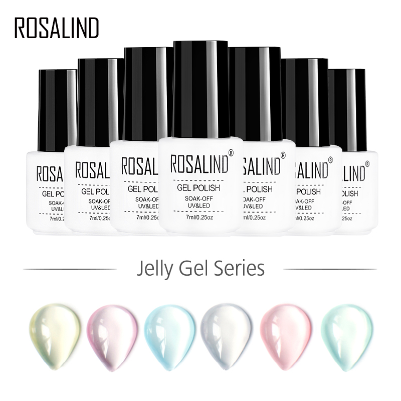 

ROSALIND Gel 1S 7ML White Bottle Jelly Color Series Gel Nail Polish Varnish Semi Permanent UV LED Soak-Off Nail Art Polishes, Rcbase