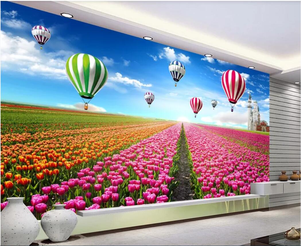 

3d wallpaper custom photo mural Flower ocean beautiful flower sea tulip tv background wall art canvas pictures wall tapestry 3d, Non-woven fabric