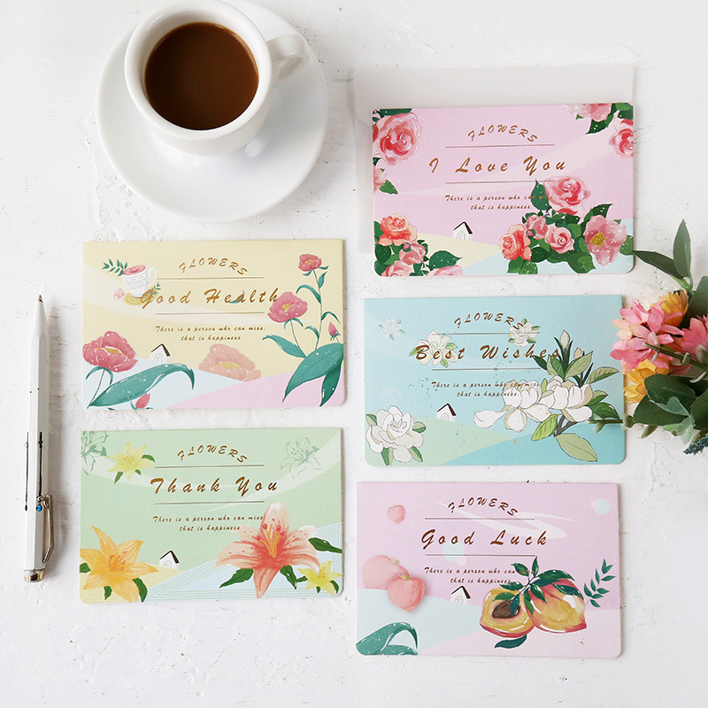 

6PC/Bag Retro Marble Bronzing Greeting Card Wedding Birthday Party Invitation Greenery Thanksgiving New Year Gift Card Greeting