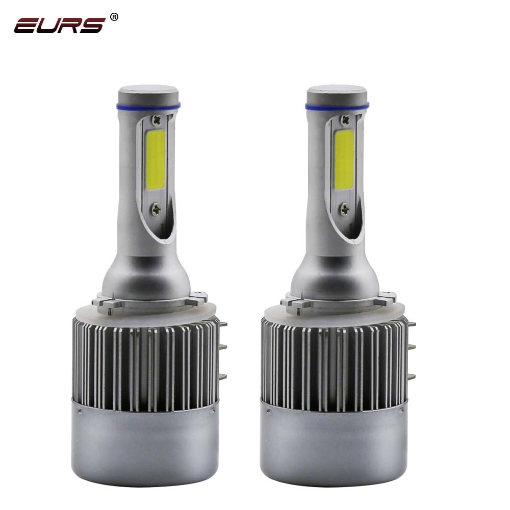 

EURS 2PCS Canbus H15 LED Car Headlight Hi/Low Beam 12V 8000LM 6500K Lamp C6 LED Auto headlamp Bulb COB Chips Car Styling